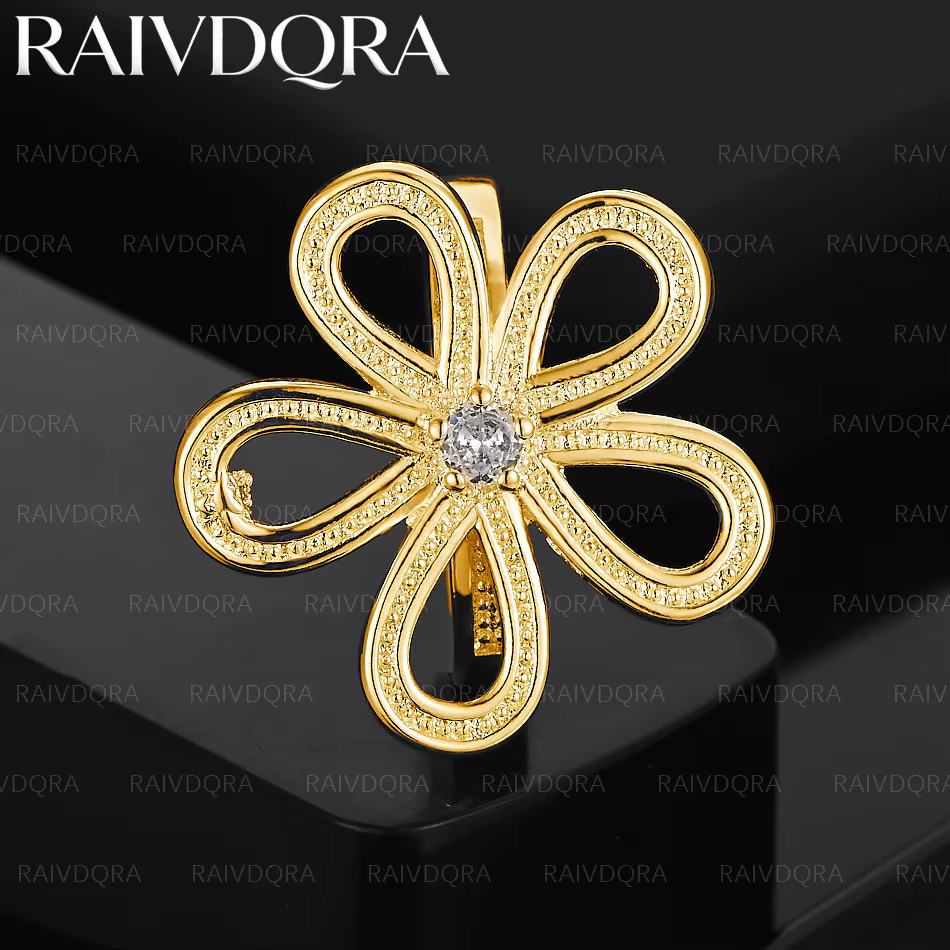 Bague de fiançailles en forme de fleur plaquée or 18 carats pour femmes, bijoux à la mode, accessoir