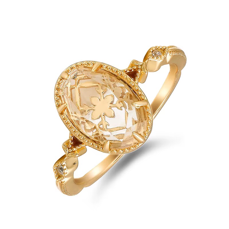LAMOON-Bague en cristal blanc naturel pour femme, style palais de luxe, Vitage, argent regardé 925, 