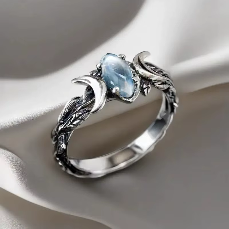 Ensemble de bagues de Couple avec nœud celtique, déesse Triple lune, soleil, lune, pierre de zircone