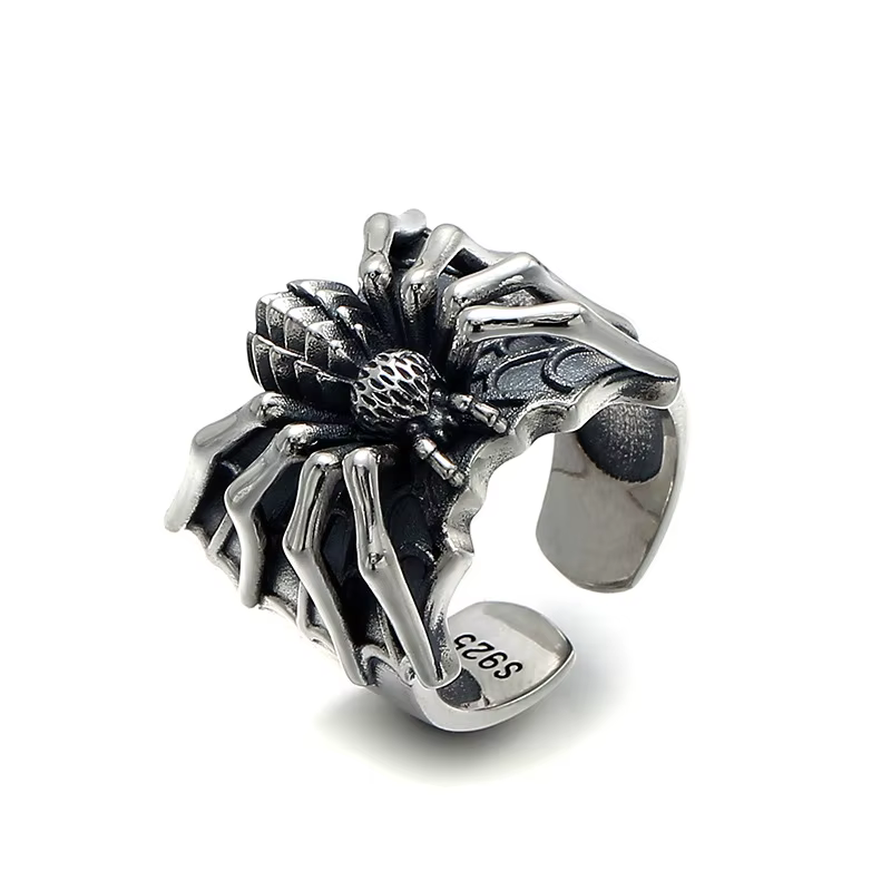 Buyee 925 en argent Sterling mode grand anneau doigt pour femme hommes personnalité Animal Rock Punk
