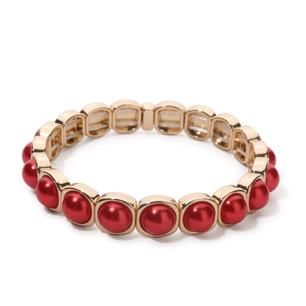 Bracelet de document en or pour femme, perle colorée incrustée, bracelets élastiques perlés, accesso