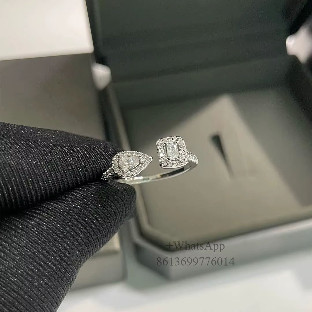 Bague classique en diamant en forme de goutte d'eau, avec un design ouvert. Disponible en tailles pe