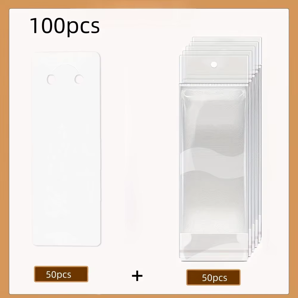 Lot de 100 cartes de présentation de bijoux avec pochettes de protection - Idéal pour colliers, bouc