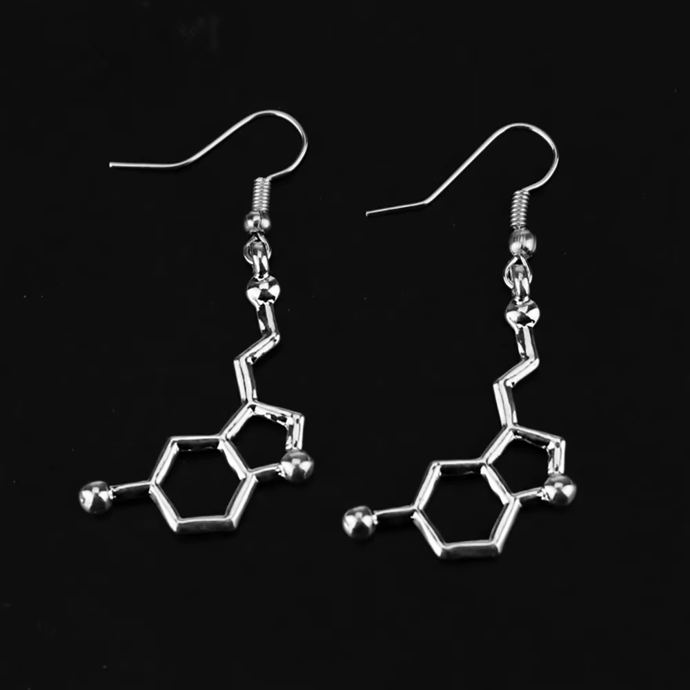 Boucles d'oreilles tendance ADN Molécule de la Dopamine pour Femme, Bijoux Chimiques Biologiques Sér