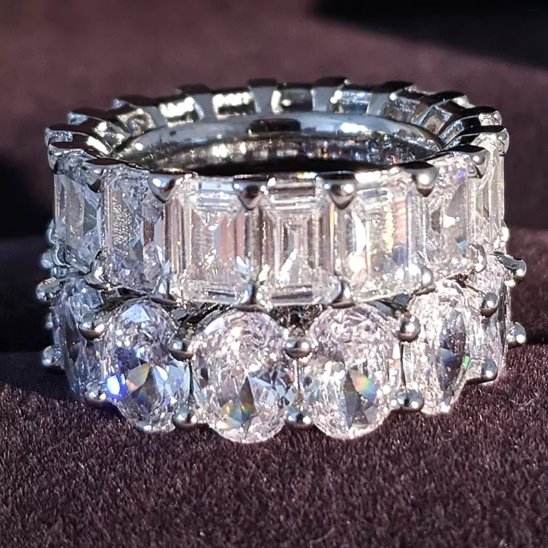 Bagues de mariée couleur argent de noël pour femmes, ensemble de bagues de fiançailles et de mariage