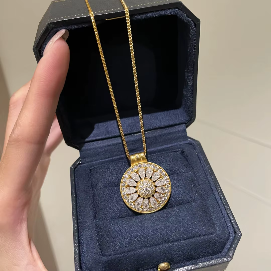 Collier pendentif en or véritable 14 carats pour femmes, bijoux fins en or 14 carats, pierres précie
