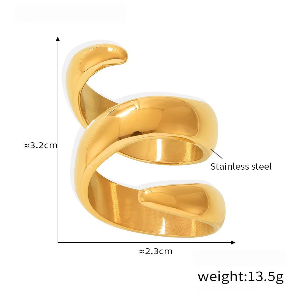 Bague spirale de mode Unique pour femmes hommes plaqué or 18 carats étanche en forme de printemps fe