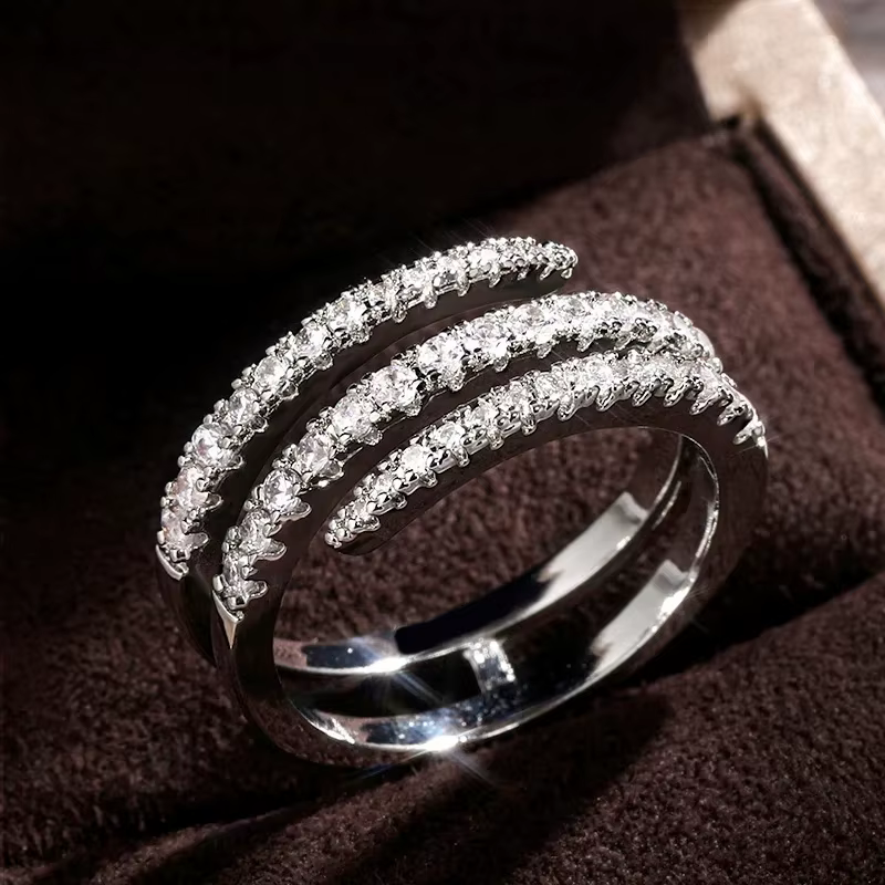 Huitan – bagues en forme de contour pour femmes, cristal brillant, CZ, pour fête de mariage, bijoux 