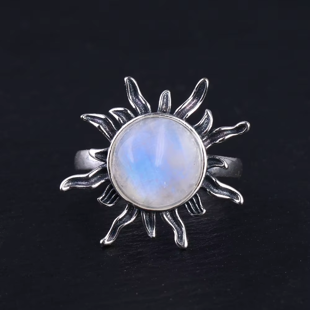Bagues rondes en Labradorite naturelle de 10mm pour femmes et hommes, bague en argent S925, bagues r