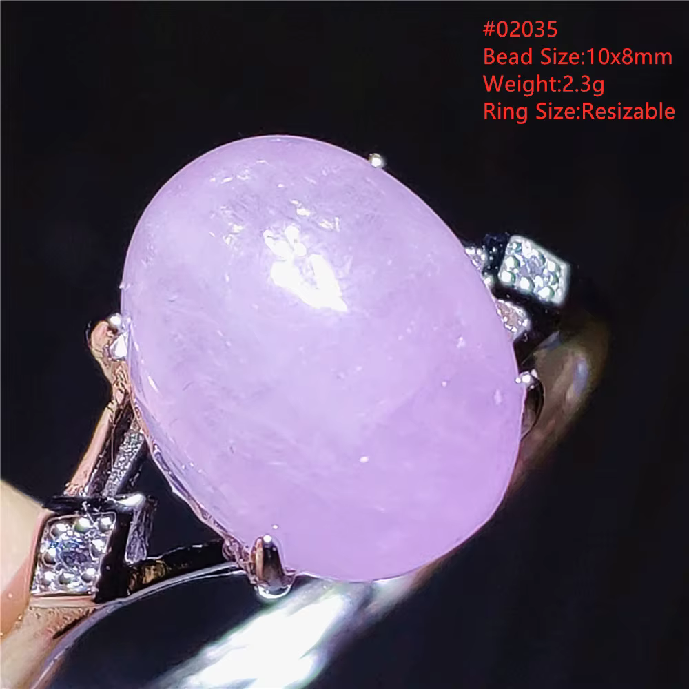 Bague en argent regardé 925 avec perle de kunzite violette naturelle pour hommes et femmes, bijoux r