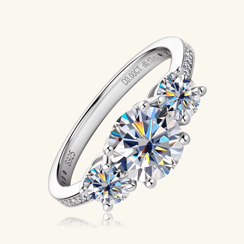 RAPRGOLD – bague de promesse ronde en Moissanite pour femmes, bague de mariage en argent Sterling s9