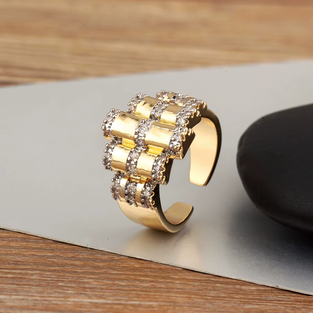 Bague ouverte vierge marie pour femmes et hommes, nouvelle mode, forme de ceinture, placage bicolore