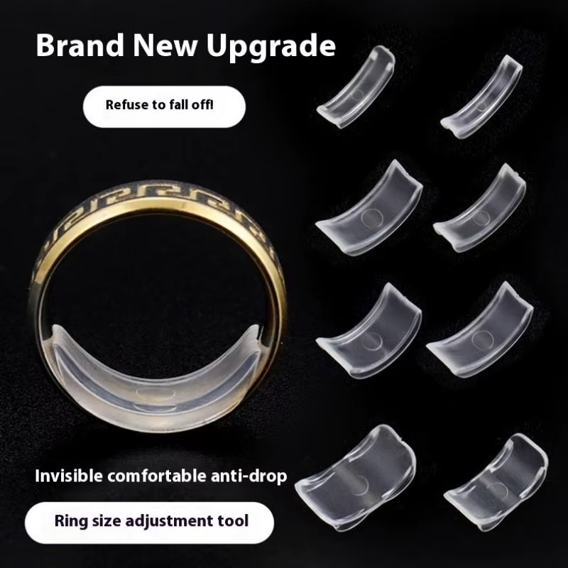 Ajusteur de taille de bague en silicone, 8 tailles, anti-perte, invisible, support de bague, réducte