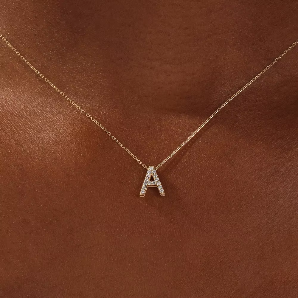 Mini collier ras du cou avec lettres en Zircon pour femmes, pendentif délicat, couleur or, breloques