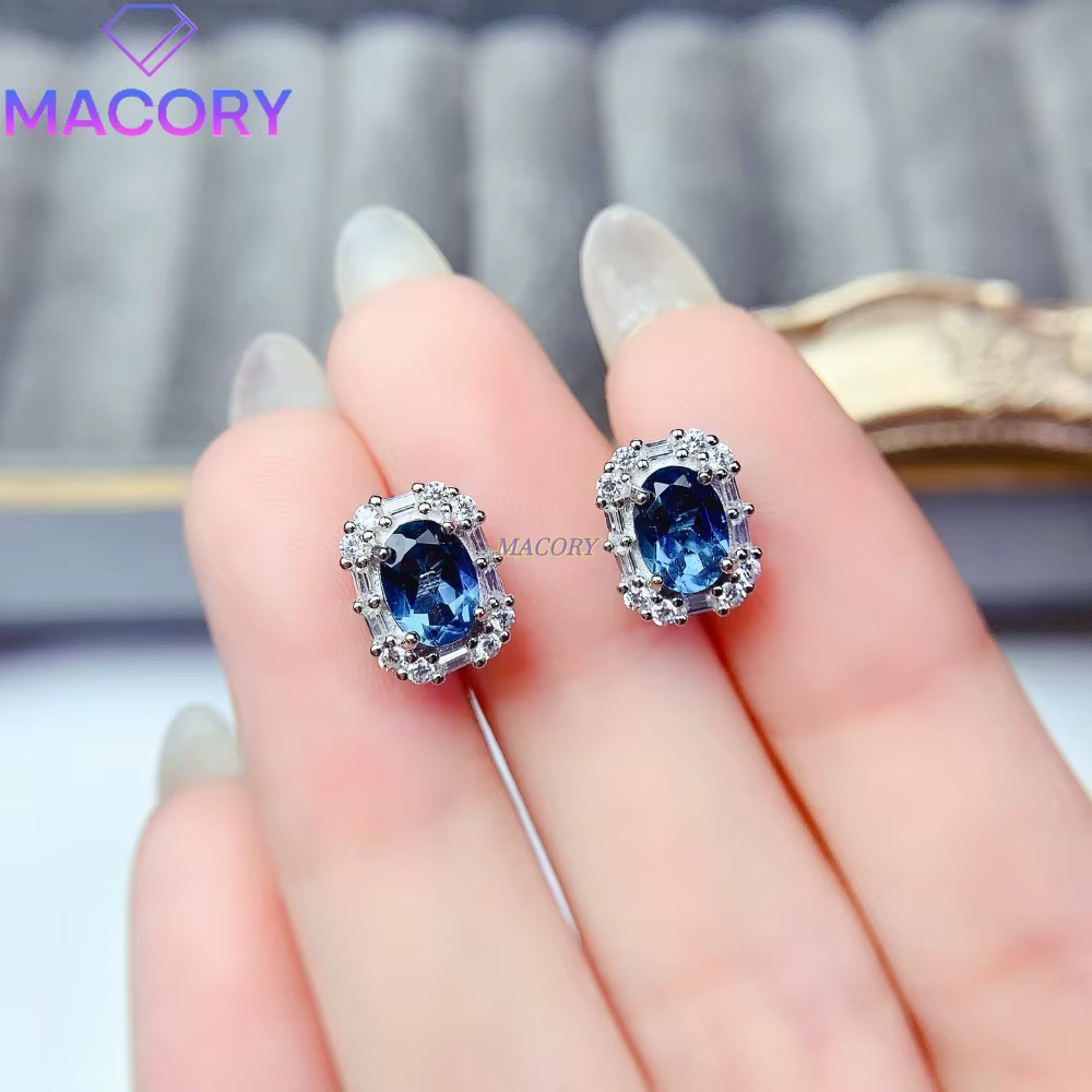 Nouvelle collection de bijoux de luxe en argent sterling 925 avec topaze bleue de Londres naturelle,