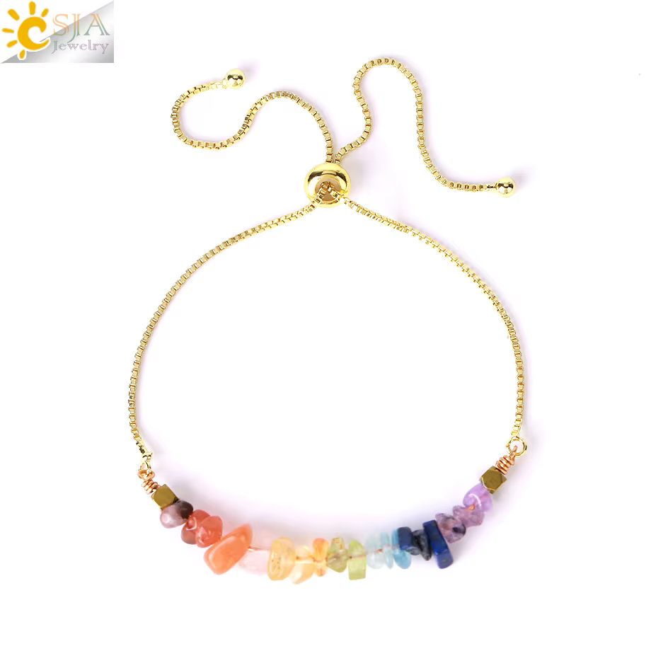 CSAlban- Bracelet en cristal de pierre naturelle pour femme, chakra de guérison, bracelet en acier i