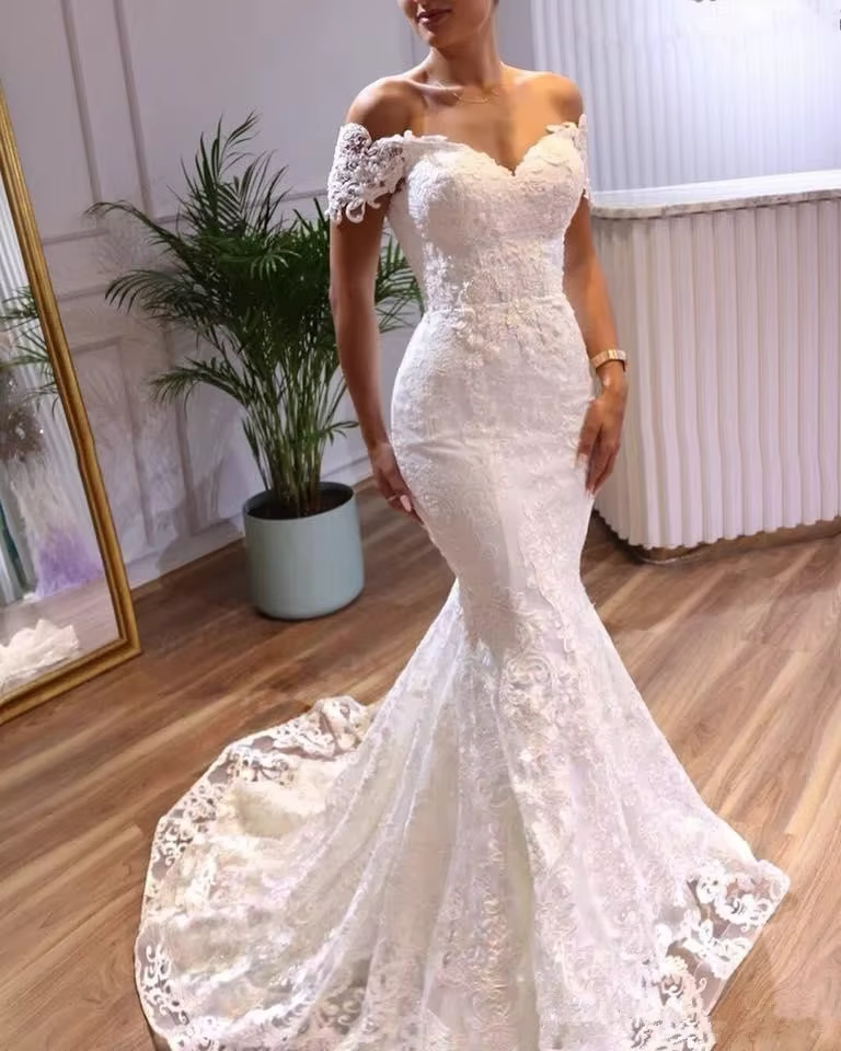 Robes de mariée sirène sexy à l'initiative, robes de mariée en dentelle chérie, appliques en tulle, 