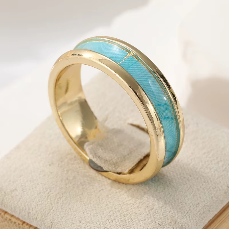Bague classique pour femme, couleur or, motif circulaire vert, bijoux à porter au quotidien, bijoux 