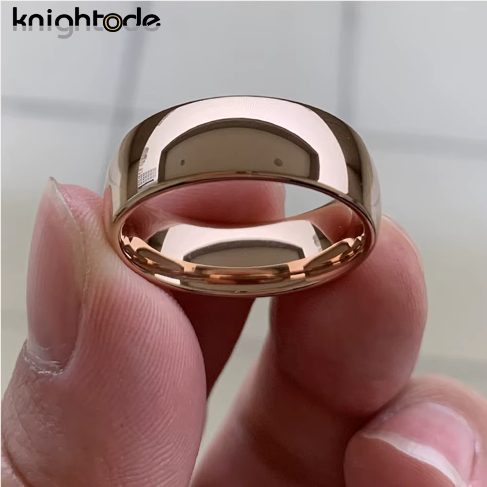 Bague de mariage classique en tungstène, couleur or Rose, pour femmes et hommes, bande de fiançaille