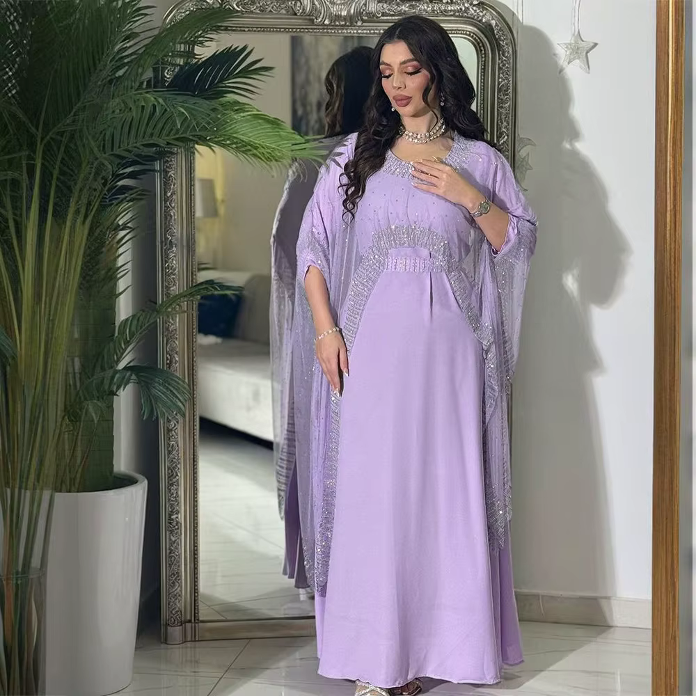 Dubaï marocain arabie saoudite musulmane luxe mode femmes vêtements Abaya diamant ensemble Robe Robe