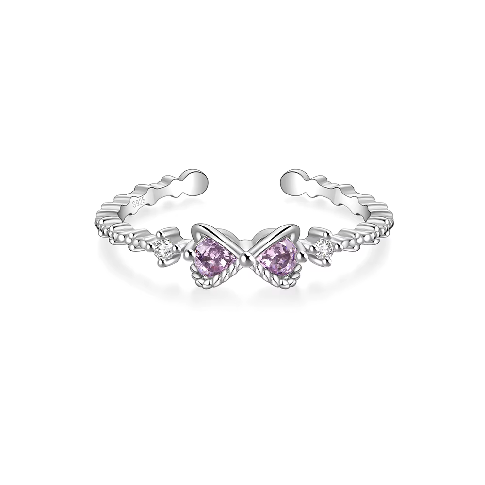 ROGHTS-Bague ouverte en argent regardé 925 pour femme, matiques de doigt violettes, bijoux islamique