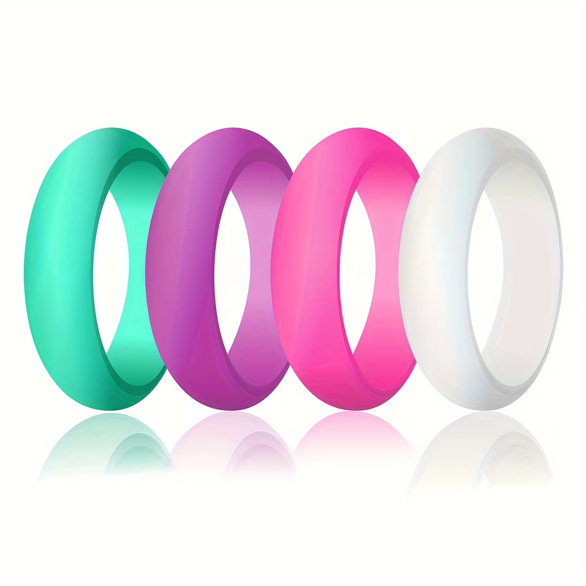 4 anneaux en silicone colorés pour elle, alliances en caoutchouc de 5,5 mm de large, hypoallergéniqu