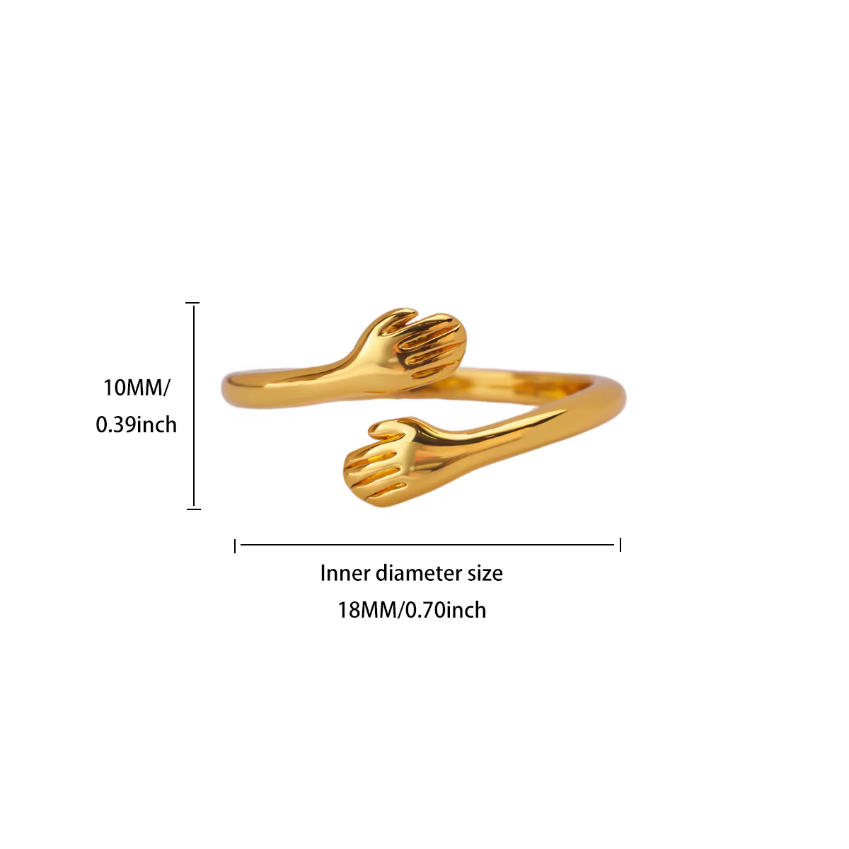 Bagues anti-décoloration plaquées or 18 carats en acier inoxydable pour femmes et mamans, motif main