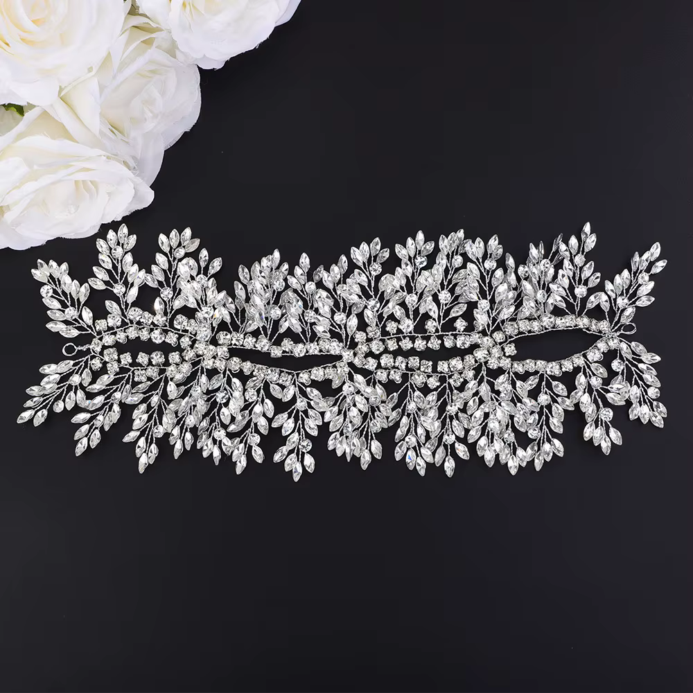 Bandeau de mariée en strass, accessoires de cheveux de mariage, en argent, faits à la main, tendance