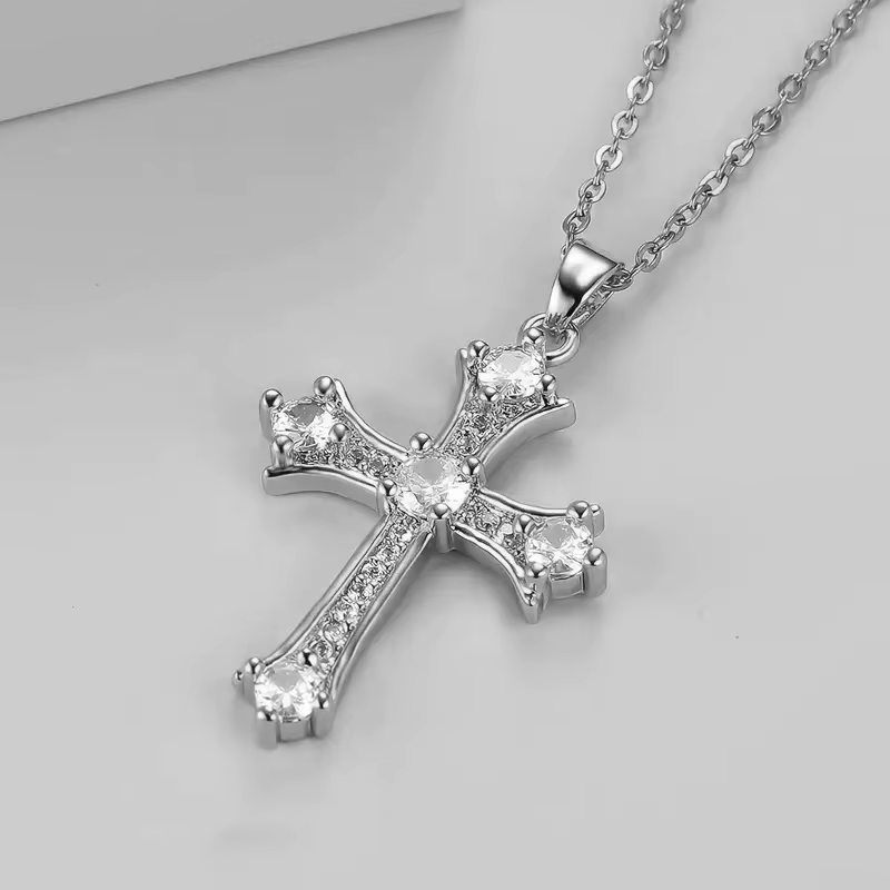 Huitan Hip Hop croix pendentif collier avec cristal cubique zircone couleur argent/or couleur cou ac