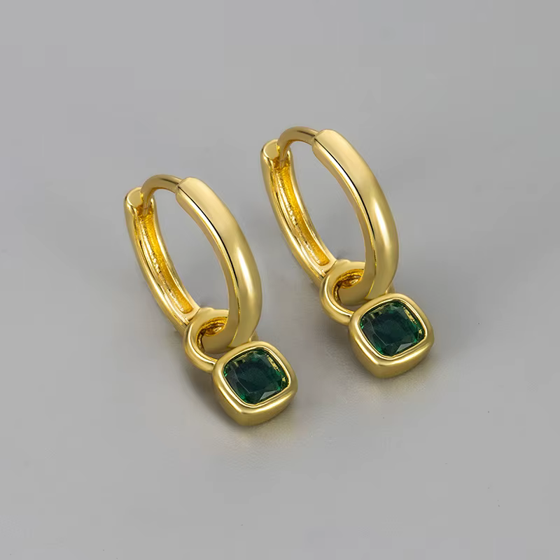 ANENJERY – boucles d'oreilles en Zircon carré émeraude pour femmes, pendentif Simple, Vintage, franç
