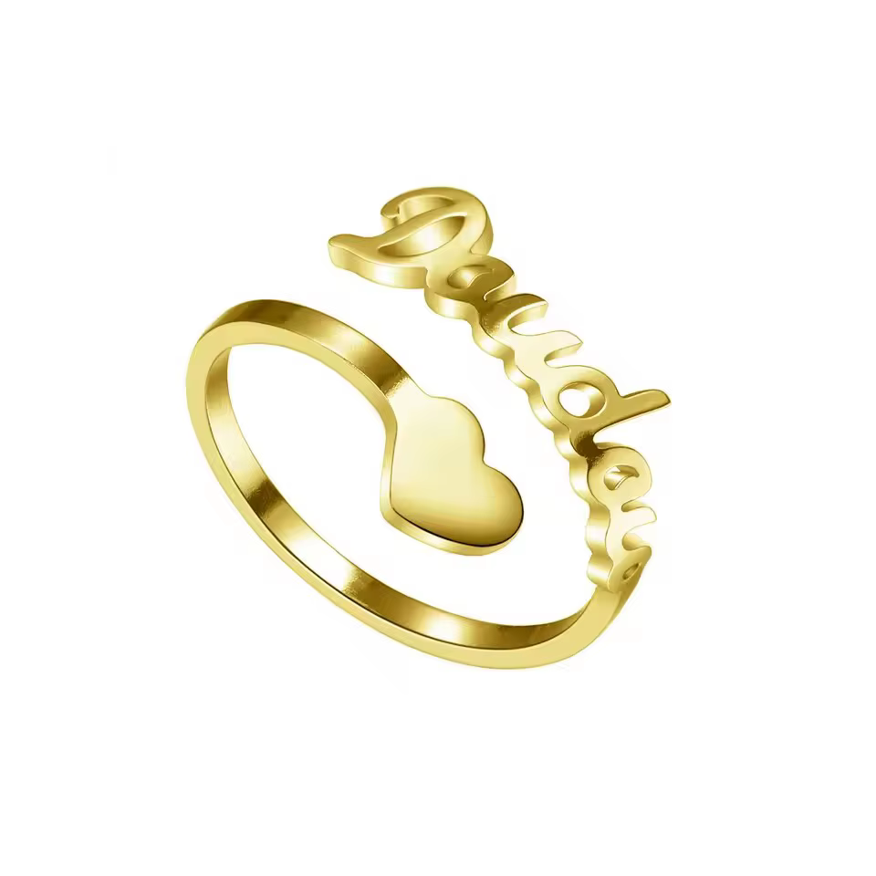 Bague personnalisée avec nom en forme de cœur rempli/bague Unique personnalisée/pour petite amie, fe