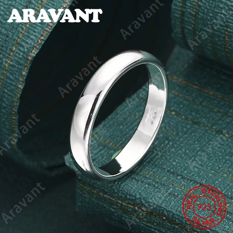 Bague ronde lisse en argent sterling 925 (7-10 # ) - Accessoire quotidien pour femmes, bijoux simple