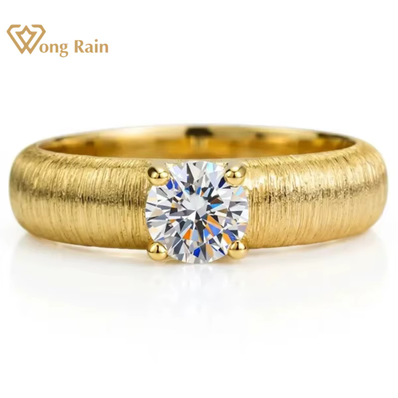 Wong Rain – bague vintage en argent sterling 100% 925, coupe ronde, saphir de laboratoire de 5 MM, d
