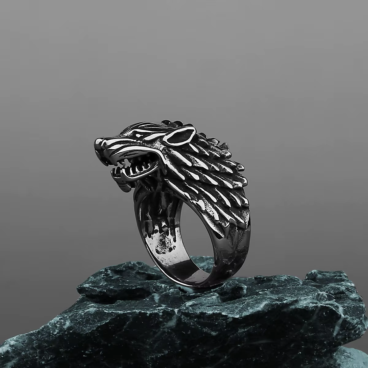 Bague tête de loup dominateur Viking pour hommes, personnalité de la mode, tempérament créatif, bagu