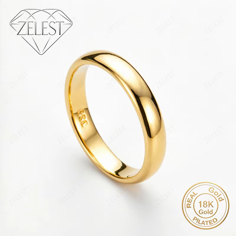 Bague simple et brillante en argent sterling 925 plaqué or 18 carats pour femmes, accessoires de mod