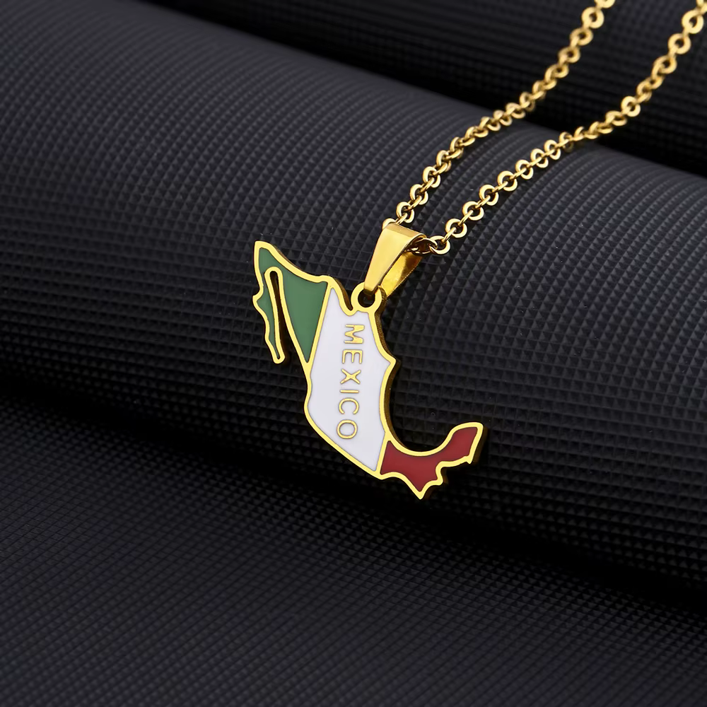 Collier pendentif drapeau carte du nouveau-mexique pour femmes et hommes, couleur or argent, breloqu