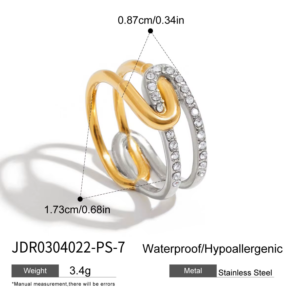 Zora – bague à trombone en acier inoxydable plaqué or 18 carats, série de créateurs, Niche, strass b