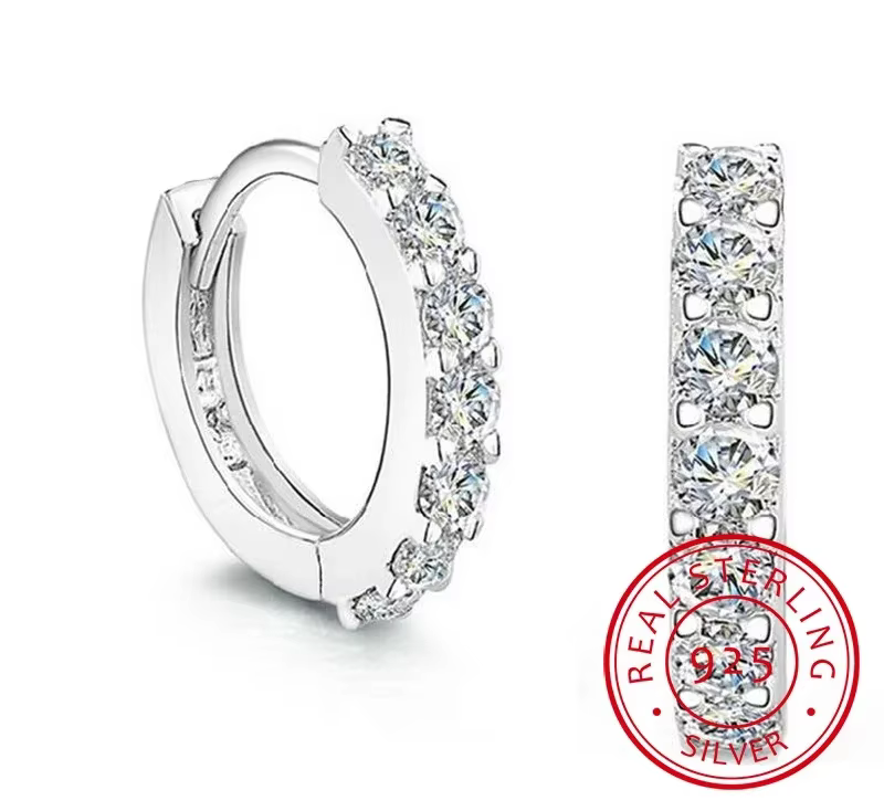 Boucles d'oreilles en argent Sterling 925 de haute qualité, cerceau de luxe en Zircon de 10mm pour f