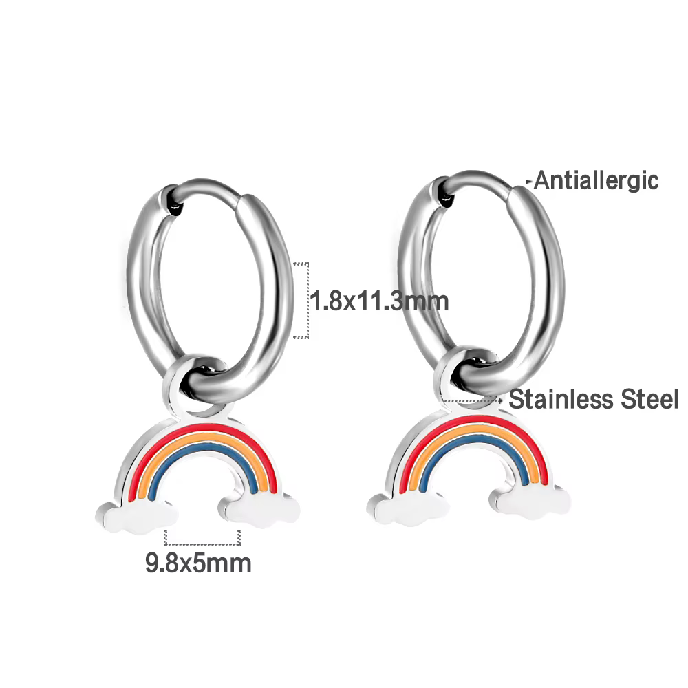 LUXUSTEEL Boucles d'oreilles créoles rondes en acier inoxydable plaqué or, motif citrouille et pomme