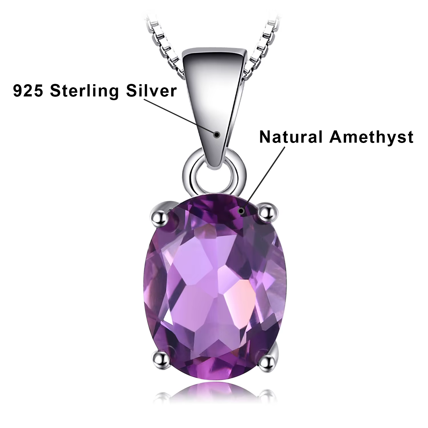 JewelryPalace – collier avec pendentif en argent Sterling 925, améthyste naturelle plaquée or Rose j