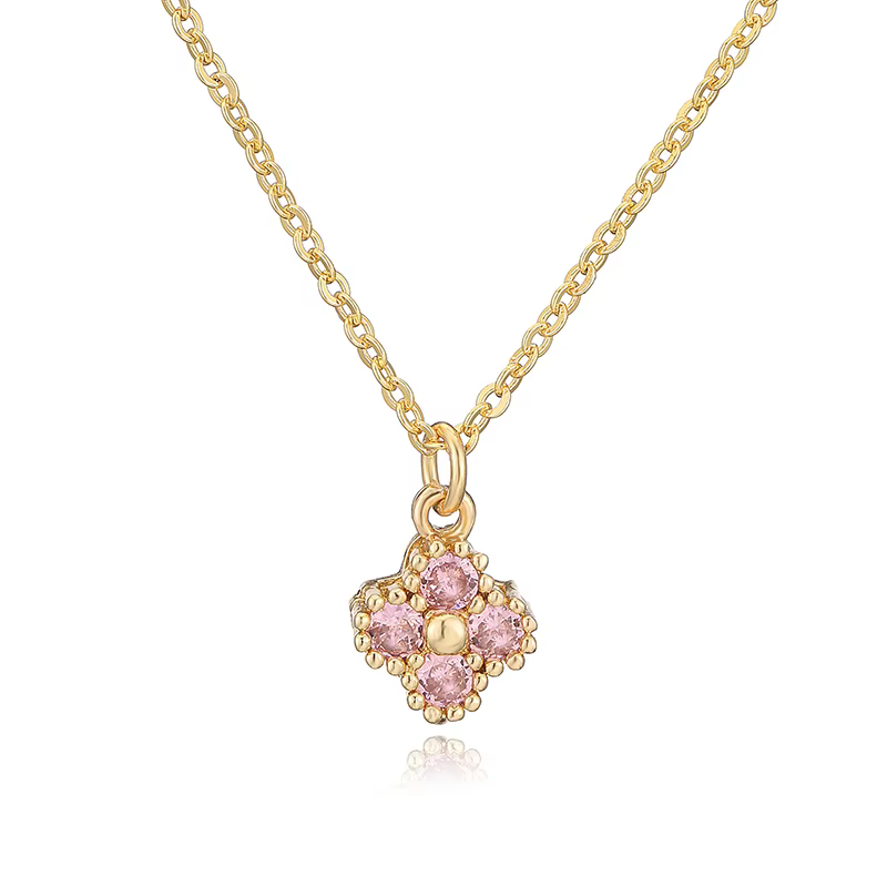 HECHENG, collier en pierre CZ plaqué or 18 carats pour femmes, exquis et Compact en forme de fleur, 