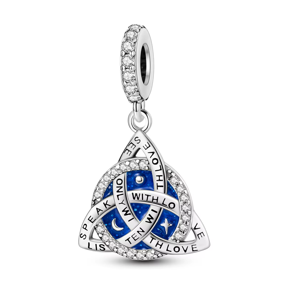 Breloques en argent sterling 925 avec nœud celtique et ciel étoilé, perles pendantes en émail bleu e
