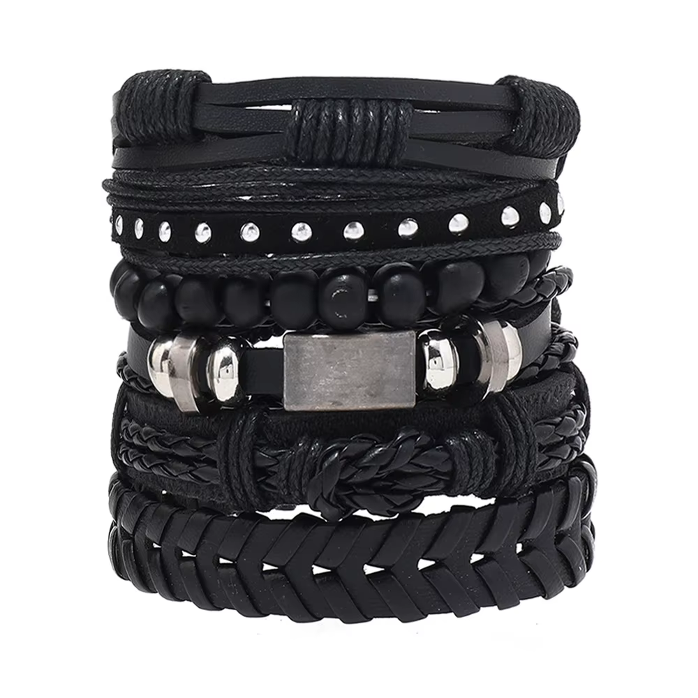 Bracelet de mode Bracelet Viking pour hommes Bracelets à main tissé crâne main bijoux réglable en cu