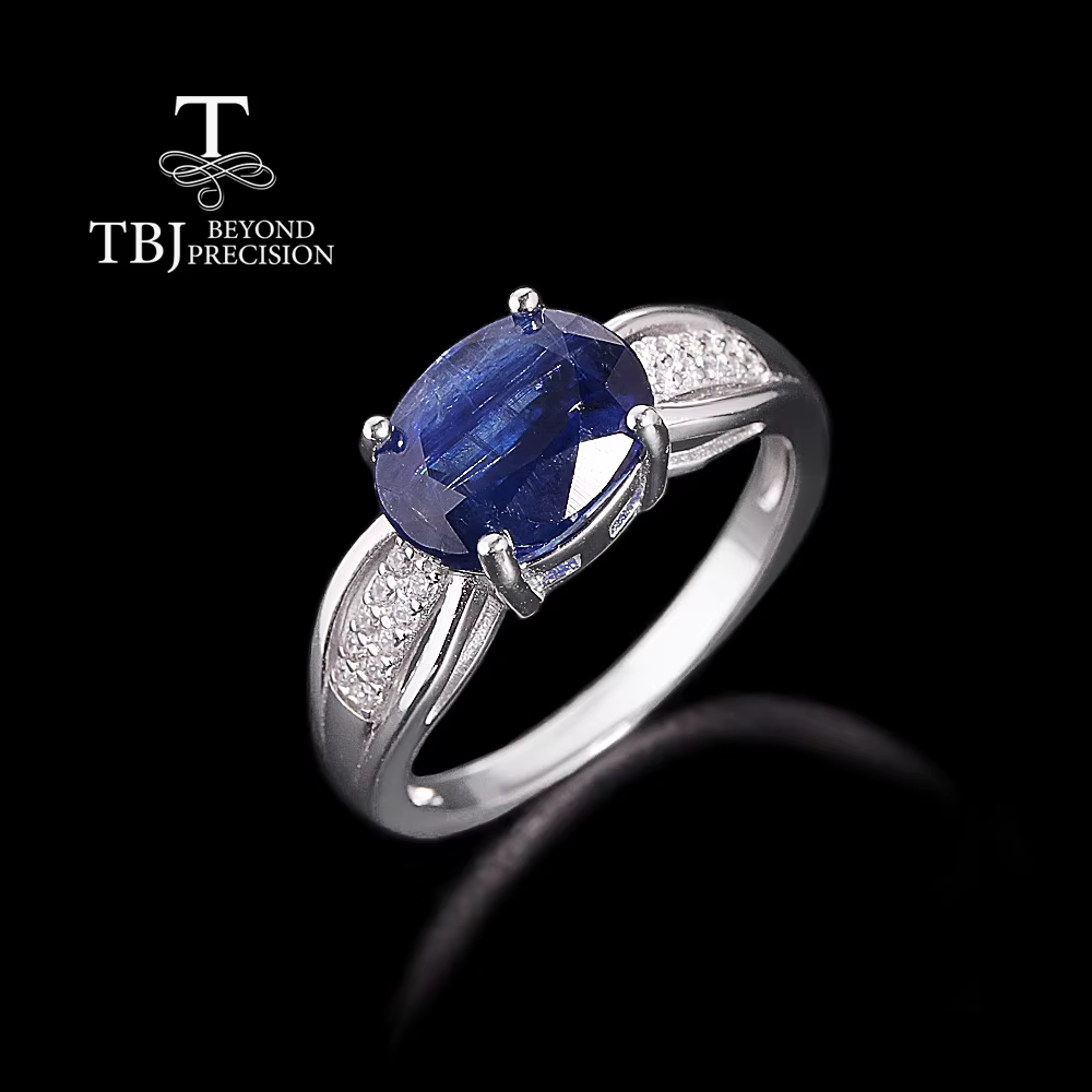 Bague en Kyanite ovale naturel Solitaire Noble, 8x10mm, en argent Sterling 925, bijoux fins élégants