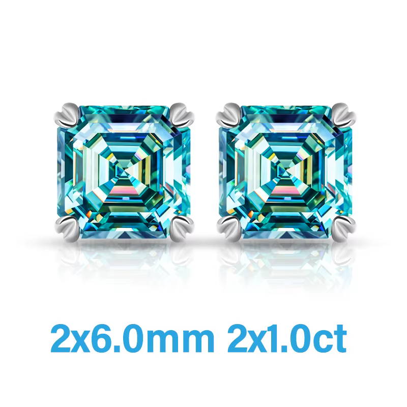 GIIncome-Boucles d'Oreilles Guitare WE Asscher pour Femme, Moissanite Cyandocument VVl's, Argent S92