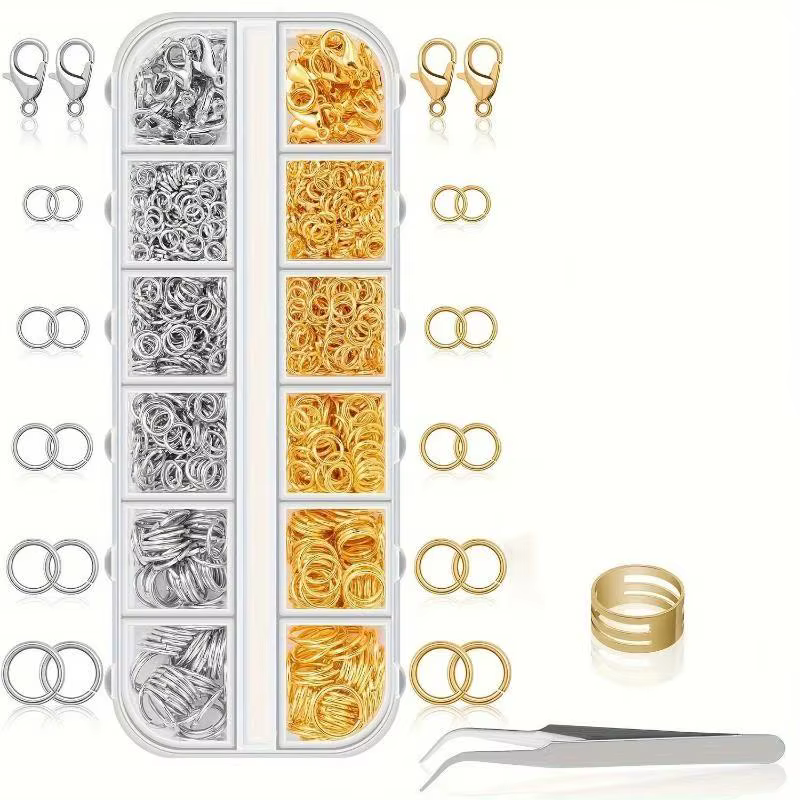 Kit d'outils pour la fabrication de anneaux de jonction 1200 pièces avec fermoirs mousquetons, pince