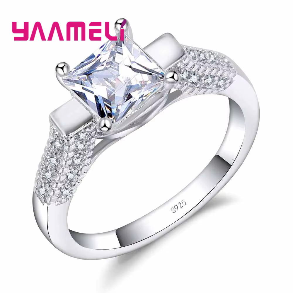 Charmante bague en argent regardé 925 pour femme, bijoux de doigt, matiques de documents, pavé cubiq