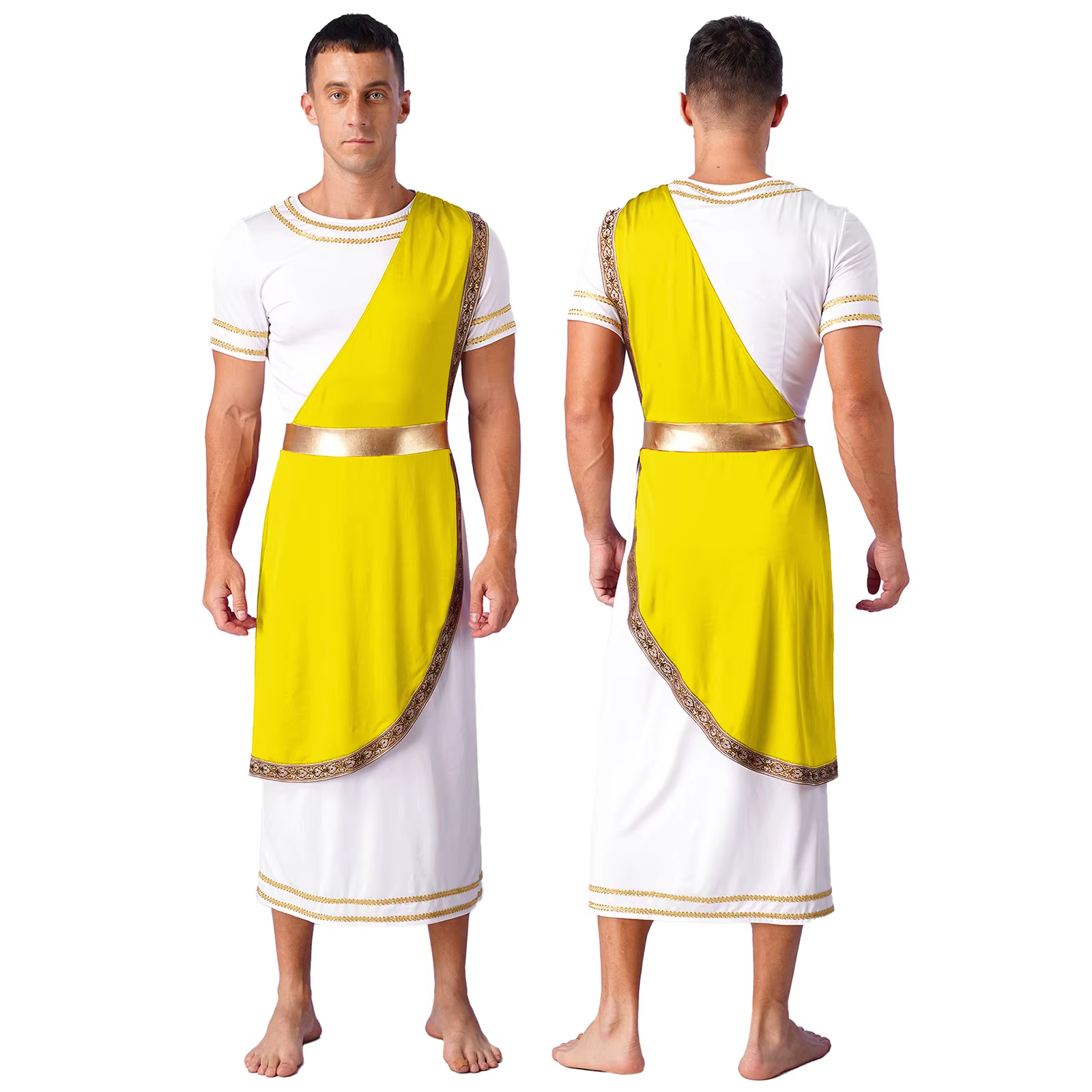 Hommes Halloween ancien grec Zeus dieu Costumes Rome roi gladiateur guerrier Toga Cosplay habiller R
