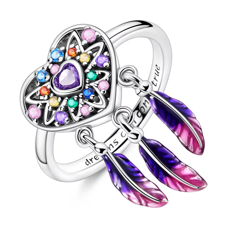 Bague attrape-rêves en argent Sterling 925 pour femmes et filles, bijoux originaux, cœur de rêve sci