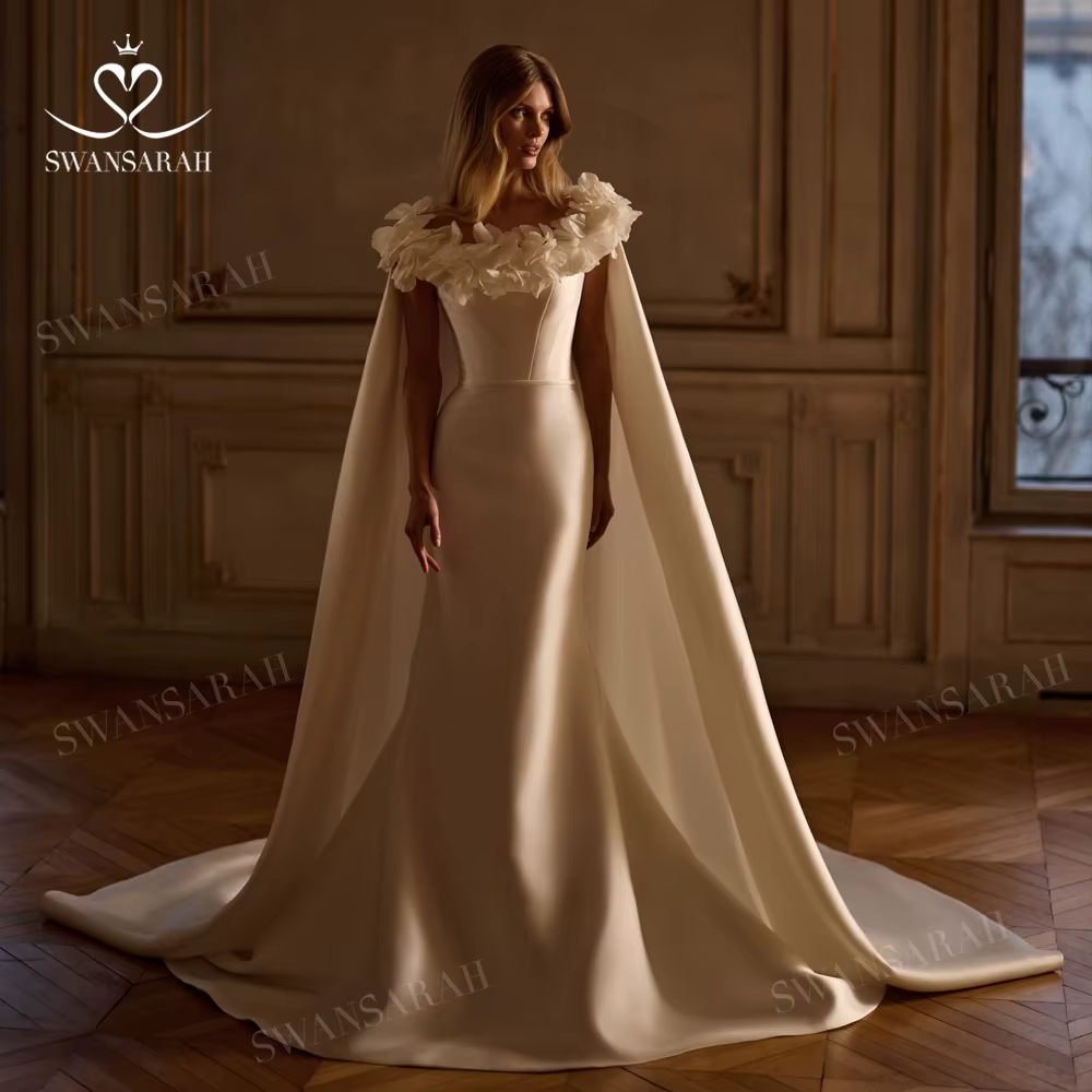 Robe De mariée sirène élégante sans manches, Vintage, fleurs 3D, princesse personnalisée, SwanSarah 